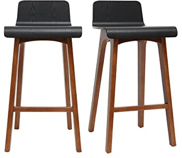 Miliboo Tabourets de Bar scandinaves Noyer et Noir H65 cm (Lot de 2) BALTIK