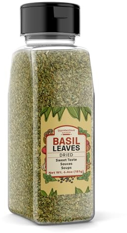 Unpretentious Basil Leaves, 6.4 oz, Cut & Sifted, Sweet Flavor, Sauces & Soups