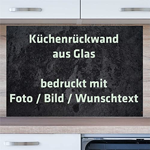 INDIGOS UG Küchenrückwand - mit Ihrem Foto und Wunschtext - 80x50 cm ESG Echtglas Bedruckt individuell personalisiert - mit Bild - Motiv - Küche - Rückwand - Glasplatte - Spritzschutz - Herd - Ofen