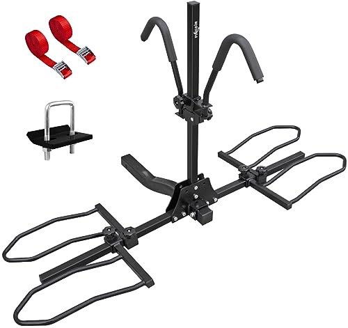 PINGDIR Portabicicletas de Montaje de Enganche de 2 Pulgadas, 2 Bicicletas Plegables inclinables Estilo Plataforma Portador de 150 Libras para Bicicletas estándar, neumáticos Gruesos y eléctricas con