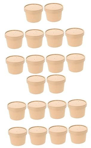 Healeved 20 Sets Dessert Deckel Papier Suppe Container Kraft Papier Schalen Für Mittagessen