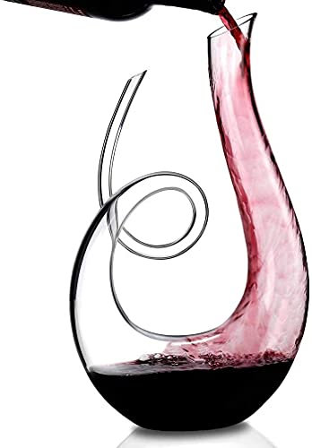AttreX decantador de whisky Decantador rápido de vino tinto en forma de caracol con una base ancha for aireación vívida, elegantes accesorios de vino de jarra de cristal, decantadores de licor Vinotec