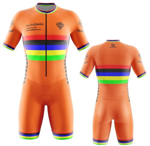 NUNOMO Triathlon Anzug Herren - Einteiliges Radtrikot - Trisuit Einteiler – Triathlonanzug - Triathlon Einteiler Kurz - 3Taschen für Wettkampf Run, Cycle, Swim,Fahrradanzug (TYPE-6,M)