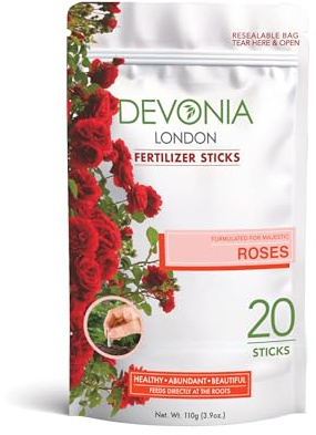 Devonia Rose Plant Food fertiliser Sticks | Slow-Release Fertiliser for Healthy, Vibrant Roses | Pre-Measured, Easy to Use, Mess-Free Feeding | Feeds All Season Long | Feed For Rose Plants