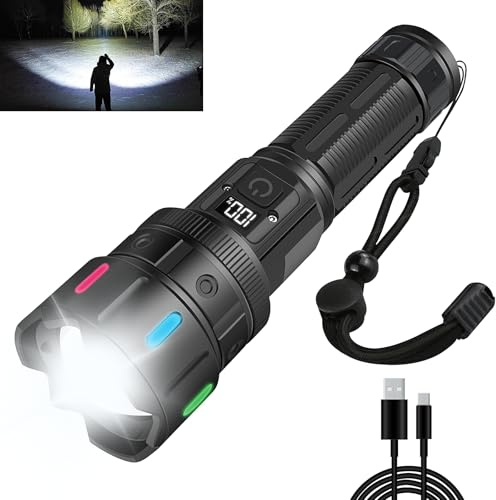 WindFire Torches LED Super Bright Rechargeable Powerful | Torch Battery Powered, High Powered Flashlight, LCD Display, Flash Light for Camping Dog Walking Emergency