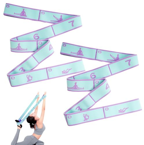 2 Stück Yoga Gurt Band Strap ZubehöR, Yogagurt mit 9 Schleifen, Yogaband Stretchband Fitness, Fitnessband mit Schlaufen, Yoga Stretching Band für Pilates, Tanz, Gymnastik, Effektives Dehnung