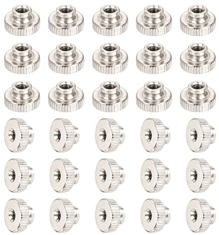 uxcell Knurled Thumb Nut, 30Pcs M3x0.5mm Iron Round Knobs Fasteners for 3D Printer Parts, Silver Tone