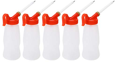 TIKATARER Small Oil Bottles, Oil Applicator Sewing Machine Oil 180ML Oil Bottle 5 Pcs Oil Dispenser Tip Nozzle Gun Type Oil Bottle Sewing Machine Oiler Lubricant Accessory for DIY Craft