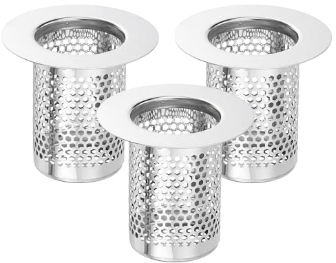sourcing map Confezione da 2 filtri per scarico doccia, 5,1 x 5,6 cm, in acciaio inox 304, per lavello profondo, per cucina, bagno, balcone, scarico a pavimento, adatto per fori da 3,6 cm a 5,1 cm