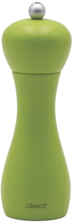 Macina Sale Manuale Rimini in Legno di Faggio Laccato 18 cm, Macinino Manuale per Sale con Macina in Ceramica ad Alta Resistenza, Elegante e Made in Italy - BISETTI (Verde Chiaro Opaco)