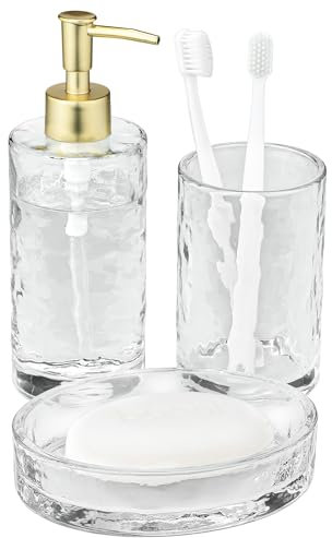 Navaris Accessoires de Salle de Bain - Set Accessoire de Salle de Bain - Ensemble Complet - Distributeur de Savon - Verre Brosse à Dent - Porte Savon