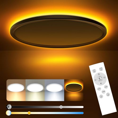 slochi LED Deckenleuchte, 59CM 52W 5200LM Deckenlampe Flach Dimmbar mit Fernbedienung, 1800K Nachtlicht Warm, 3000K-6500K Schlafzimmer Lampe für Schlafzimme Wohnzimmer Kinderzimmer Rund, Weiß