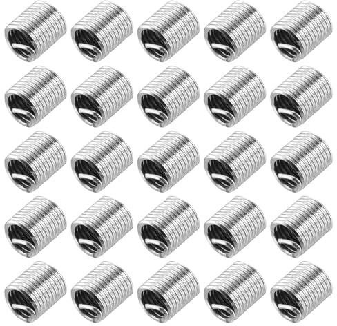 QUARKZMAN 50 Pièces Insert de Réparation de Filetage, M8 x 1.25 Longueur après Installation 16mm Insérer Écrou en Acier Inoxydable 304, Kit pour Conversion Outil Équipements Mécaniques