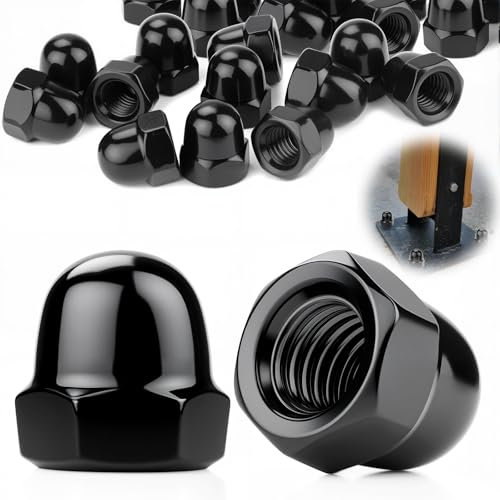 SWTYExt 6 Piezas Tuerca Sombrerete M12 Tuercas Bellota Hexagonales Acero Inoxidable A2 V2A DIN 1587 Tuercas de Caperuza Tuercas de Sombrerería Negro para Tornillo Barra Roscada Perno Roscado