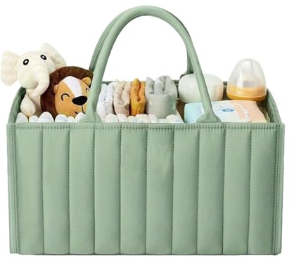 Blöja Caddy Organizer, Felt Baby Caddy Organizer, bärbar hopfällbar med handtag, säker förvaring för sjuksköterska, säng, badrum, skrivbord, 14,17 x 5,51 x 14,17 tum