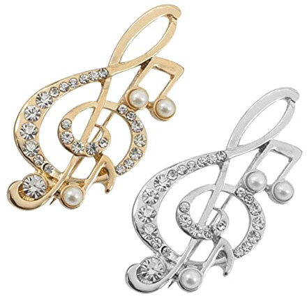 BESPORTBLE Musiknoten Brosche Pin aus Zinklegierung mit Rhinestones Dekorative Langlebige Kleiderbrosche für Damen für Alltag Romantische Anlässe