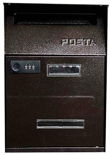 Buzón Rural para Exterior, de Pared, Resistente a la Lluvia, con Cerradura de contraseña, de Metal, 20,3 x 10,1 x 33 cm, de Acero galvanizado (marrón) (A)