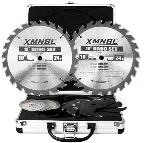 10 Stacking Dado Blade Set 24-Tooth,Dado Blades for 10 Inch Table Saw,Compatible with 10 Inch Table Saw,Dado Stack for Fine Finished Dados, Grooves, and Rabbets,Ranging From 1/4'' to 13/16''14 Pieces