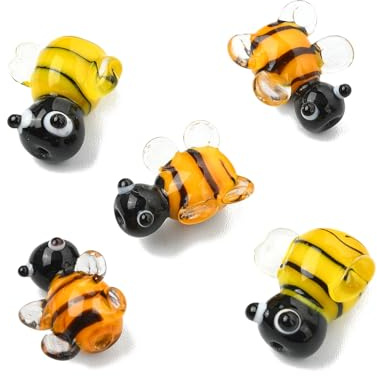 UR URLIFEHALL 10 st handgjorda lampwork bi-pärlor 3D insektsdjur distanspärlor för gör-det-själv smyckestillverkning armband hantverk fest dekorativ