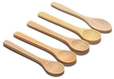 Lot de 5 cuillères à soupe en bois naturel Ellipse Cuillère à café thé condiments Ustensile de cuisine D