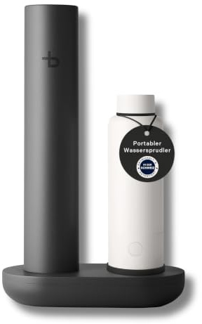bottleplus Portabler Wassersprudler To Go | Auffüllstation + 600ml Edelstahlflasche | bis 6L Sprudelwasser unterwegs | BPA-frei | kompatibel mit Standard 60L CO2-Zylinder