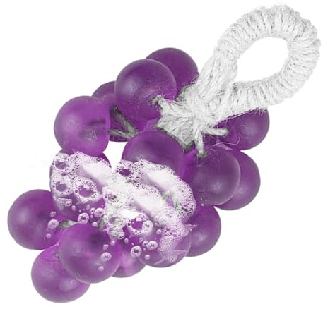 Grape Soap - 130g Soap in Grape Bunch Shape | Realistic Grrape Sooap on a Rope | Foam Cleaner Scented Moisturizing for Dry Skin Face Shower Body Care Travel Kitchen Back Elbow Sensitive Areas