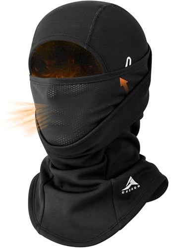 GXCROR Cagoule de ski pour homme et femme, masque d'hiver pour temps froid, coupe-vent, thermique, moto, snowboard, cyclisme, noir, Taille unique