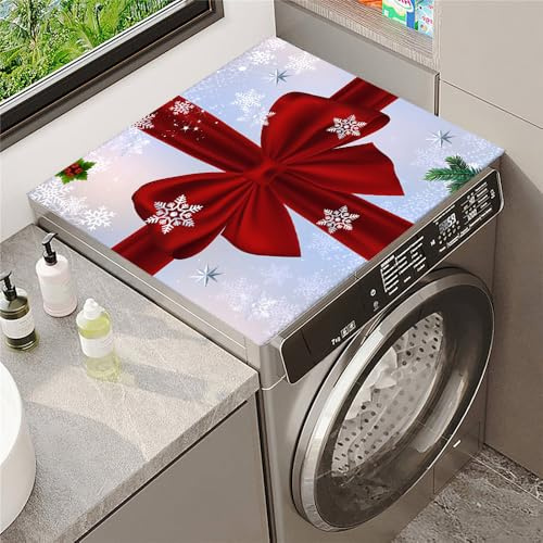 Highdi Style de Noël Housse de Protection pour Machine à Laver Top, Coussin de Machine à Laver Antidérapant Housse de Machine à Laver pour Machine à Laver Sèche-Linge (Flocons de Neige,60x60cm)