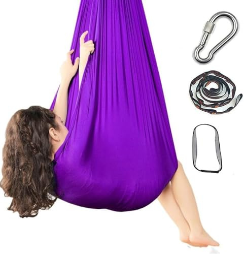 Hängeschaukelstuhl, Hängematte bis 136 kg, for drinnen und draußen(Purple)