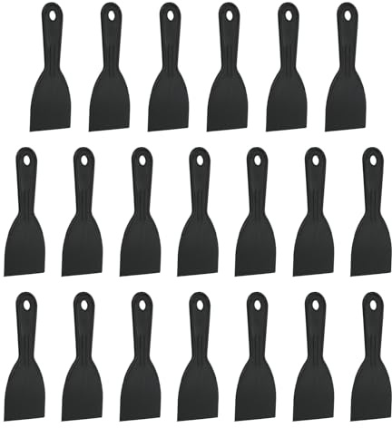 QUARKZMAN 20Pcs Spatule Enduite 3 Largeur Flexible Plastique Spatule Enduite Outil Grattoir Peinture Pour Taping Drywall Etalage Peinture Mur Gratte Noir