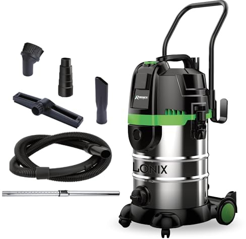 Ribimex Aspiratore Ciclonico 4 in 1 Cyclonix, Aspiratore Solidi, Liquidi e Cenere, Bidone da 30 L, 1600 W, Funzione Soffiante e Scarico Liquidi, Presa Elettroutensili, Accessori Inclusi - PRCEN023