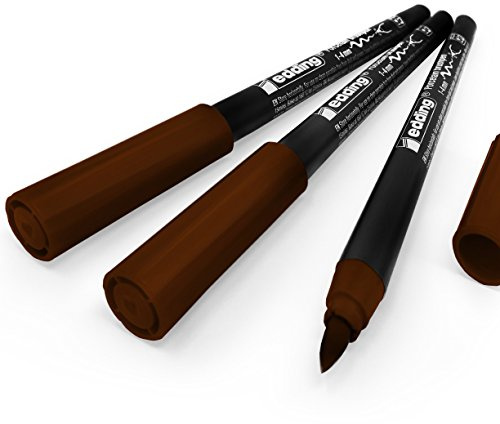 Edding 4200 Porzellan-Pinselstift, 1-4 mm, 3 Stück, braun #7