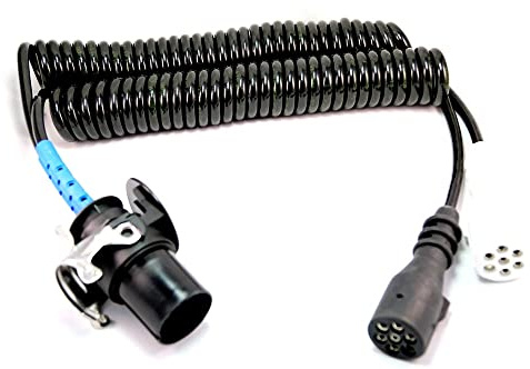 Adapter Spiralkabel mit 1 Stecker 15-Polig 24V - 4m / 1 eingegossenem Stecker 7-polig Typ N, 1 eingegossenem Stecker 7-polig Typ S, 13er-Belegung/Kunststoff, Elektrowendel für LKW