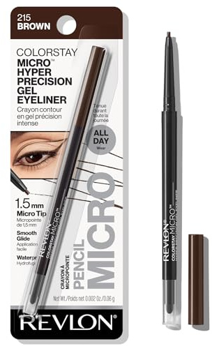 Revlon Gel Eyeliner, ColorStay Micro Hyper Precision Eye Makeup with Built-in Smudger, Waterproof, Longwearing with Micro Precision Tip, 215 Brown, 0.002 oz