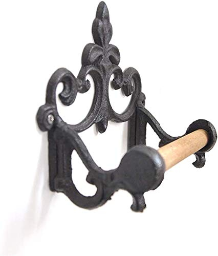 DPOWERFUL Antique Cast Iron Rustic Toilet Roll Holder Wall-Mounted Paper Holder Decor for Kitchen and Bathroom Without Lid