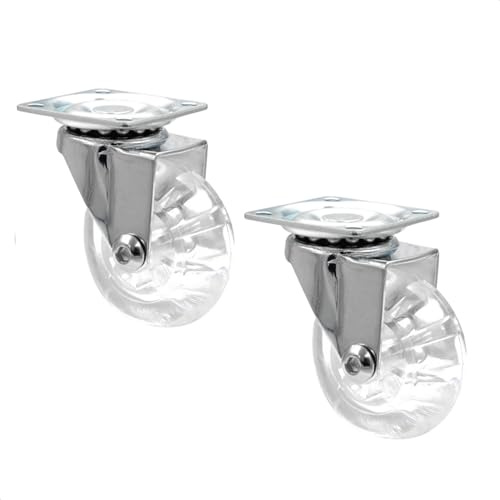 WAGNER Design Svänghjul – skatehjul – 2 st. Set – transparent, hus högglanspolerat, diameter 50 mm, inkl. skruvplatta, lastkapacitet 40 kg – 03108502