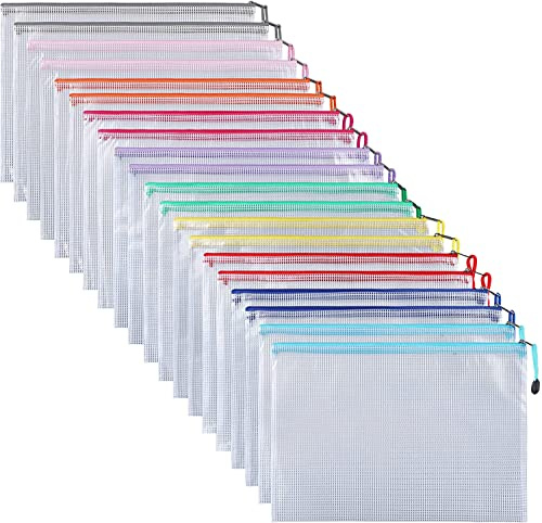 Ipow A5 Dokumententasche Reißverschluss Taschen Netztaschen, Zip Beutel Aktenbeutel für Schule, Bürobedarf, Dokumente, Medikamente, Kosmetik, Reisezubehör 30pcs Bunt