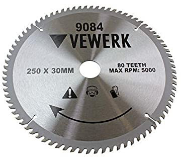 HM Kreissägeblatt 250 x 30mm Holz Sägeblatt 80Z 80T 80 Zähne Reduzierringe