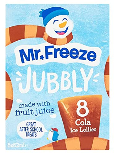 Mr Freeze Ice Lolly Jubbly Freeze Pops Sabor Combo de 1 Cola 8 x 62 ml, 1 naranja 8 x 62 ml, 1 x fresa 8 x 62 ml – Apto para vegetarianos