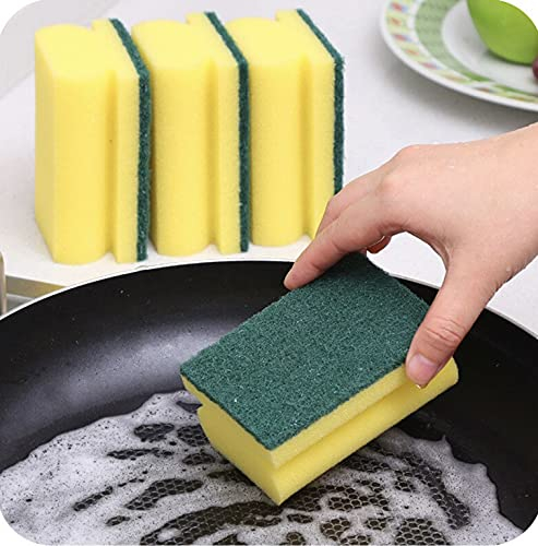 HOMESmith Absorbent Kitchen Dishes Washing Up Sponges, Foam, Yellow and Green, Pack of 10