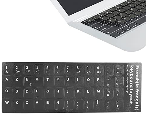 Pegatinas de Teclado, Pegatinas para Ordenador Portátil y de Sobremesa Letras de Teclado Francés Pegatinas de Repuesto Fondo Negro con Letras Blancas para Computadora de Escritorio PC Portátil