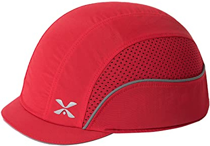 Baseball Safety Bump Cap, Lightweight Comfortable Hard Hat, Red Micro Brim