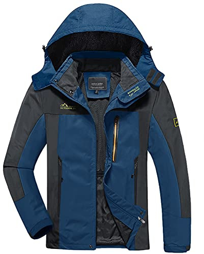 KEFITEVD Softshelljacke Herren Wasserabweisende Funktionsjacke mit Abnehmbarer Kapuze Leichte Outdoorjacke für Wandern Trekking