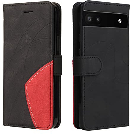 CXTcase Handyhülle für Google Pixel 6a 6,1, Flip PU Leder Hülle Cover, Modisch Flip Case für Google Pixel 6a Handytasche Schutzhülle, Schwarz