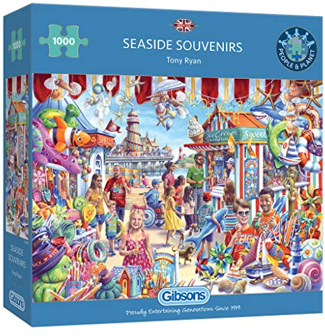 Gibsons Seaside Souvenirs | 1000 Piece Jigsaw Puzzle | Family Summer Puzzle | Sustainable Jigsaw Puzzle for Adults | Premium 100% Recycled Board | Great Gift for Adults
