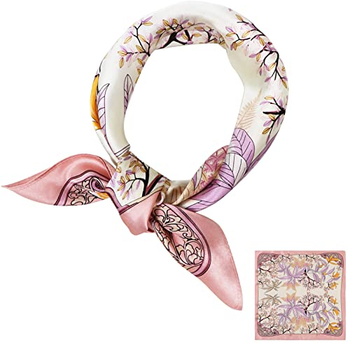 ZhaoCo 100% Natürliche Maulbeerseide Schal, 53x53cm Seidentuch Grafikdruck Klein Weich Quadratisch Seidenschal für Damen