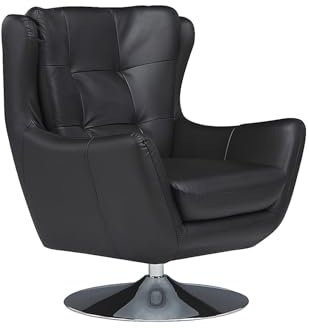 Venta-unica - Drehstuhl aus Leder ANABA - Schwarz