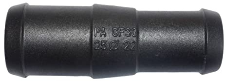 1, 2, 3, 5 oder 10 Schlauchverbinder 25 mm auf 22 mm gerade reduziert PA GF30 schwarz (1)