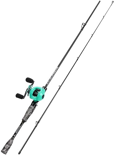 Sougayilang MX-2 Wurfangelrute und Baitcastrolle Combo, 1,8m/2,1m Baitcaster Combo - Raubfisch-Angelset für Hecht, Barsch, Zander-1.8H-L