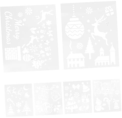 Abaodam 6stücke Sprühschablonen Für Kartenherstellung Mehrzweck-druckschablonen Aus Robustem Wiederverwendbare Schablonen Für Diy-projekte Weihnachtsmotive Zum Malen Wänden Und Fenstern